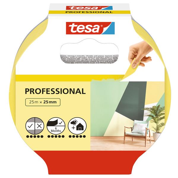 Tesa Malertape Innvendig - Gul 25 mm x 25 m
