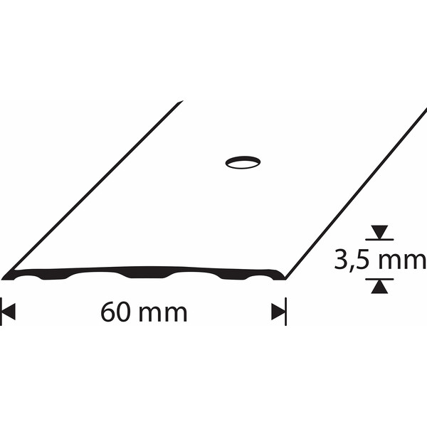 D-profile Skjøtelist 60mm Sølv Boret 1m