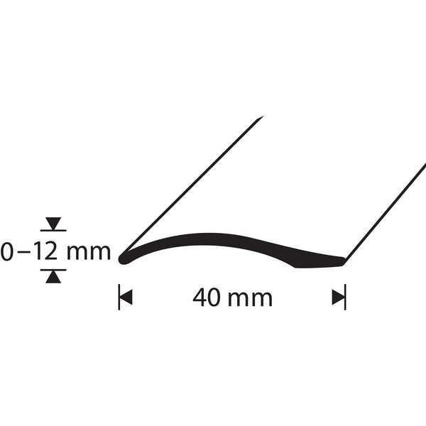 D-profile Nivålist 0-12mm Sølv B:40mm Selvklebende 1m