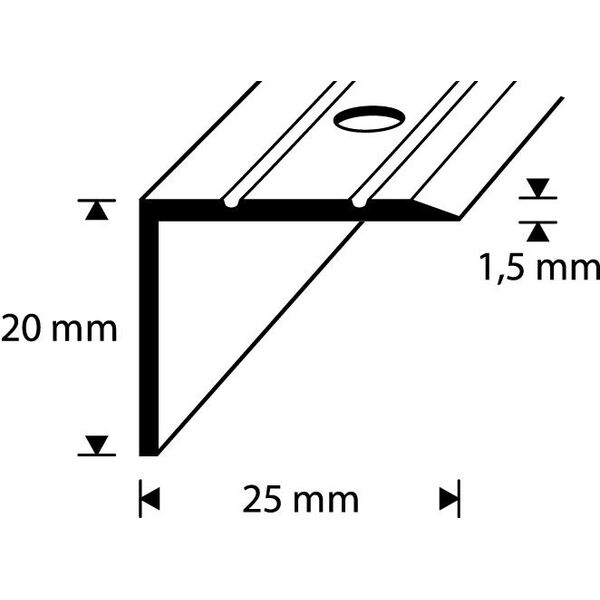 D-profile Trappenese 25X20mm Bronse Skruer 1m