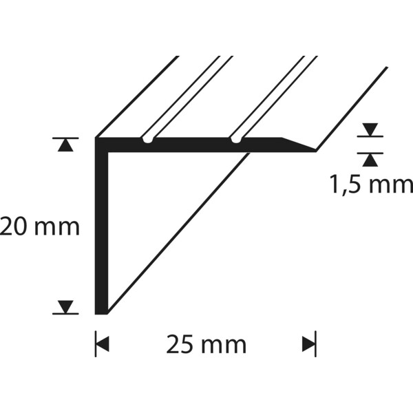 D-profile Trappenese 25X20mm Eik Selvklebende 2m